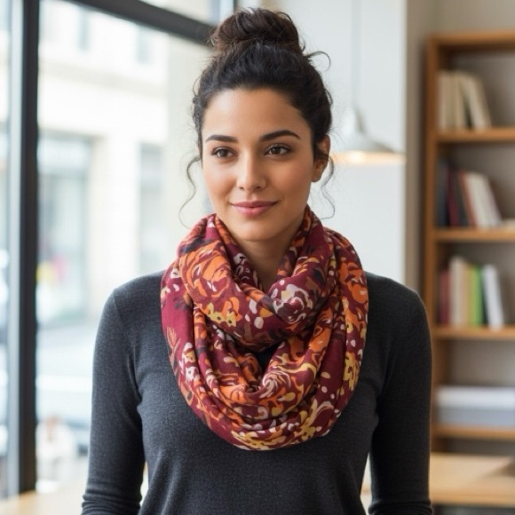 Cejon Accessories - Cejon Infinity Scarf Red Vibrant Floral Print Excellent Condition 🎉 Host Pick 🎉